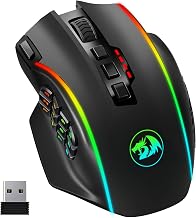 Redragon Wireless Gaming Mouse, MMO Gaming Mouse UP 16,000 DPI, 16 Macro Programmable Buttons, RGB Rechargeable with 12 Side Buttons, 70Hrs for PC Laptop MOBA FPS, M901P-KS - Image 1