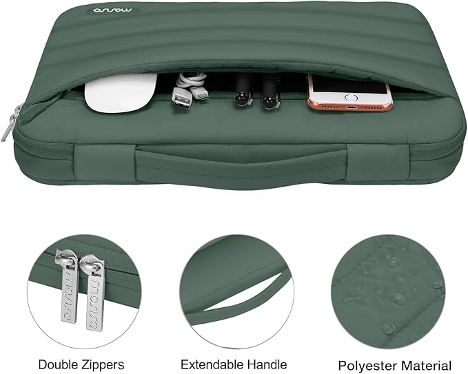 MOSISO Compatible with MacBook Air 13 inch Case M5 2026 M4 2025 M3 M2 2024-2022 A3449 A3240 A3113 A2681, Hard Case&Puffy Bag&Keyboard Cover&Webcam Cover&ScreenFilm for MacBook Air 13.6, Emerald Green