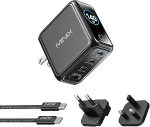 MINIX 140W Max 4-Port GaN Charging Blocks,Smart Display for MacBook Charger