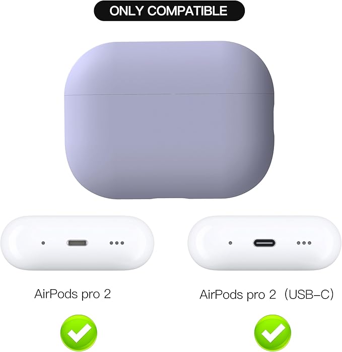 Liquid Silicone Case for AirPods Pro 2, Triple Layer Hybrid Protective Hard Case Shockproof Cover Compatible with AirPods Pro 2nd Generation (Purple)