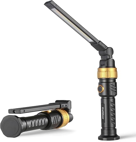 Magnetic Work Light | 1200LM Magnetic LED Work Light Rechargeable Foldable Light Bar | 360°Rotation 5 Modes | Portable Power Bank for Auto Repair|Grill|Camping and Outdoor(Gold)