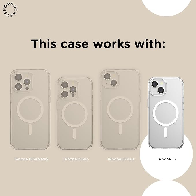 PopSockets iPhone 15 Phone Case with MagSafe, Wireless Charging Compatible, Purple - Opalescent Blue