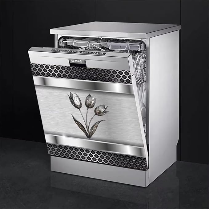Generic Stainless Steel Dishwasher Magnet Cover Decor, Metal Floral Dishwashing Sticker Magnetic, Kitchen Fridge Door Magnet Cover Vinyl Sticker (23"" x 26"" Magnetic), Rimyy111-9