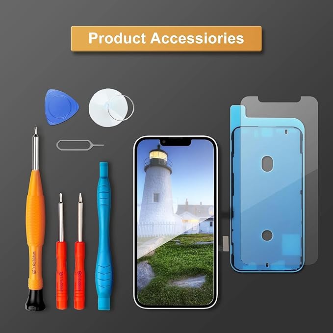 LL TRADER Screen Replacement for iPhone 13 6.1" LCD Retina FHD Display COF Touch Screen Digitizer with Repair Tool Kits, Waterproof Tape, Screen Protector (Truetone programable) 2025 New