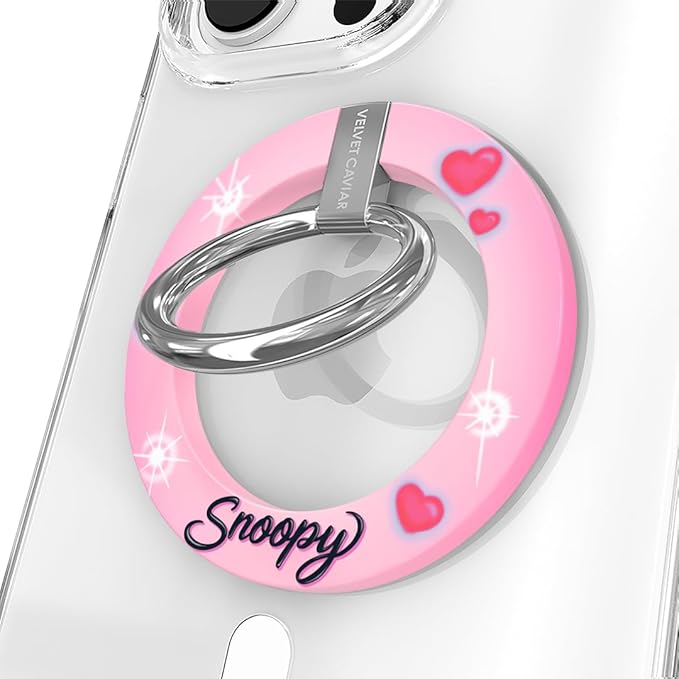 VELVET CAVIAR Compatible with MagSafe Phone Grip - Magnetic Ring Holder with Adjustable Stand - Removable MagSafe Accessories for iPhone 16, 15, 14, 13, 12 (Snoopy Be Mine)