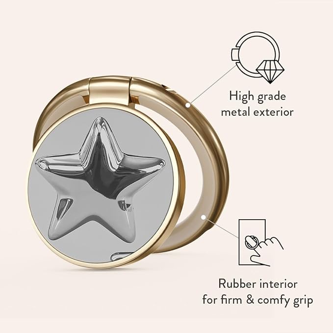 BURGA Cell Phone Ring, Holder Grip and Stand - Finger Phone Grip for Back of Smartphone Case, Kickstand 360 Rotation, Universal Ring for iPhone Samsung Galaxy Huawei Google Pixel, Stylish Accessories