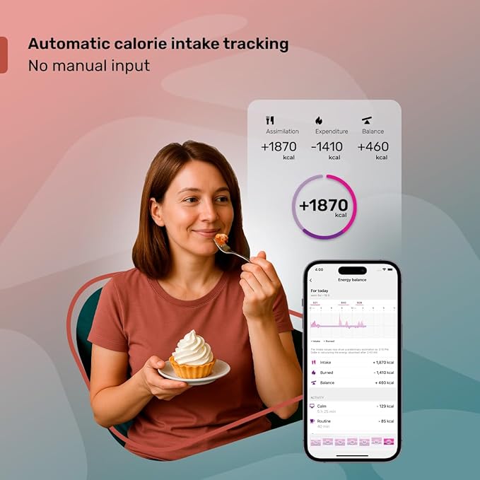 HEALBE GoBe U - Automatic Calorie Intake Smart Band, Energy Balance Insights, Hydration, Sleep, Stress, 24/7 Heart Rate, Neuroactivity, Free App, 5 ATM Waterproof - Grey