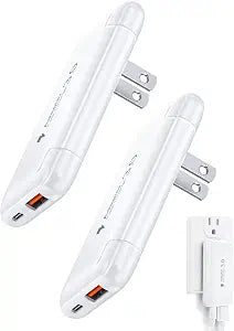 [2-Pack] Ultra Thin Flat USB Wall Charger 40W Dual Port USB C Charger Block