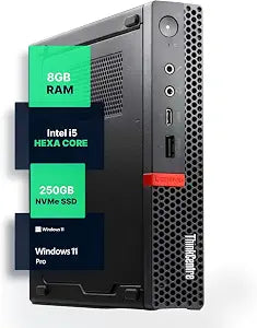 Lenovo M720Q ThinkCentre Mini PC | Windows 11 Pro | Intel i5-8400T | 8GB RAM + 250GB NVME | 5G WiFi + BT | Home or Office Micro Desktop Computer (Renewed)