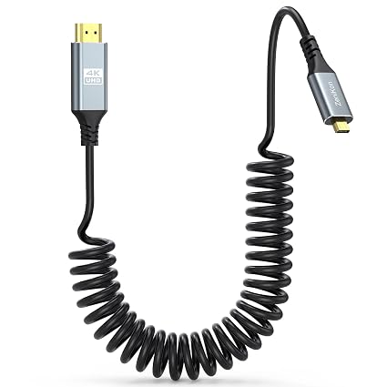 Coiled Micro HDMI to HDMI Cable 1FT-3FT, 4K HDMI to Micro HDMI Coiled Cable