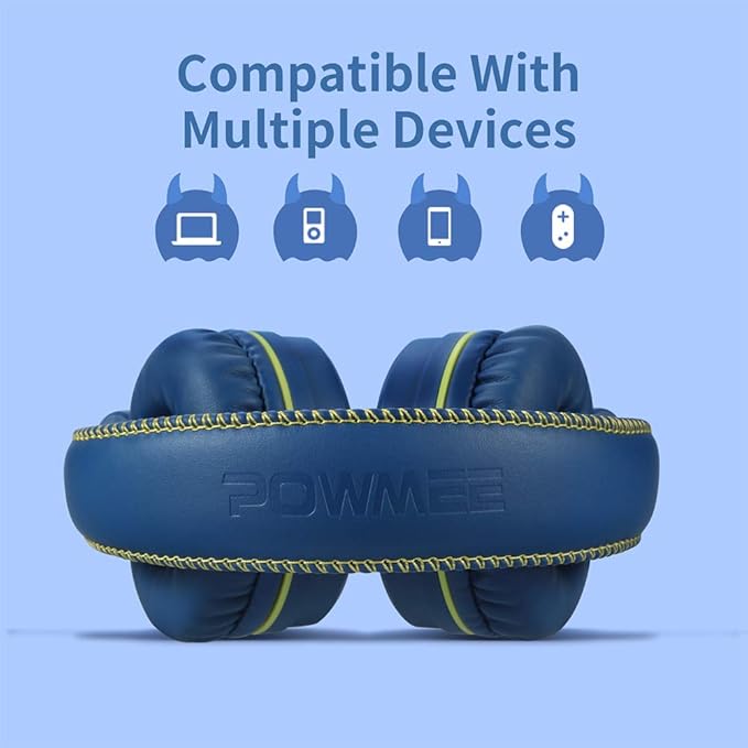 M1 Kids Headphones Wired Headphone for Kids,Foldable Adjustable Stereo Tangle-Free,3.5MM Jack Wire Cord On-Ear Headphone for Children (Blue)