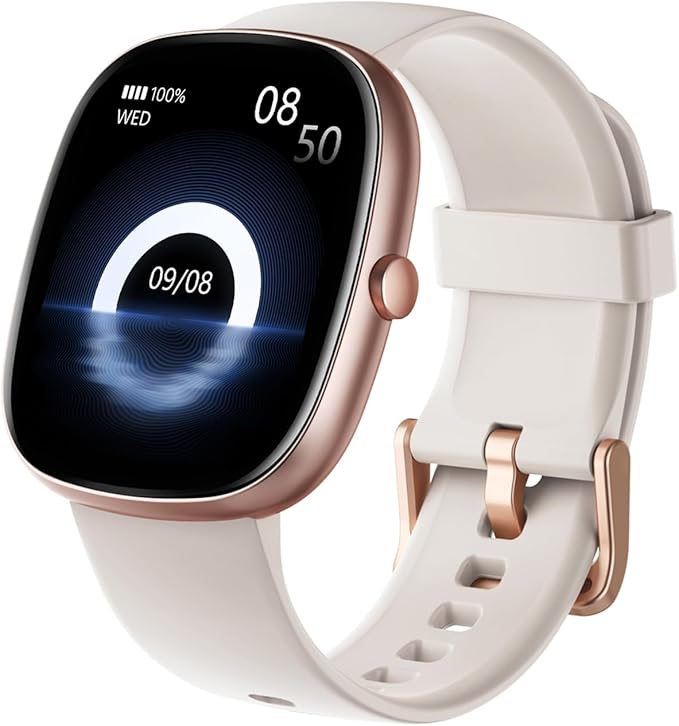 HUAKUA Smart Watches for Women Men Compatible with iPhone/Android Phones Answer/Make Calls, 1,85" HD Fitness Tracker with Heart Rate/Sleep Monitor Pedometer for Walking Running, Waterproof, Starlight