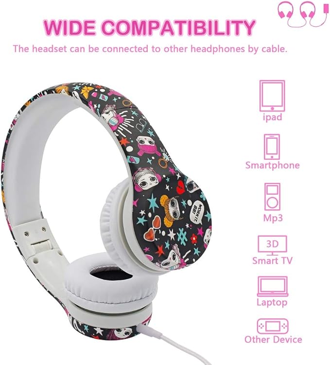 Girls Headphones for Kids,Toddler Kid Headphones with mic & Audio Sharing Port+ Volume Limited,Boys Girls Baby Children Toddlers School use（(Girls Headphones)