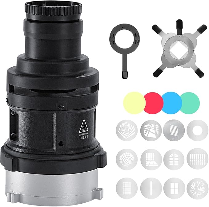WELLMAKING S-80LED Bowens Mount Optical Snoot Designed Exclusively for LED Lights, 90% Brighter Output with 38° Adjustable Focus Lens, Delivering Sharp and Crisp iamge for Photography, Studio Video