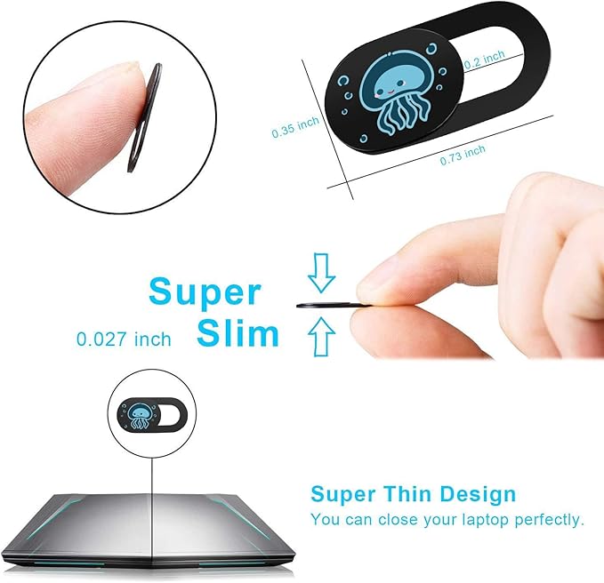 SIREG Webcam Cover Ultra Thin - Web Camera Cover fits Laptop,Tablet,PC,Computer, Smartphone, Protect Your Privacy and Security,Strong Adhesive (Jellyfish B- 3 Pack)