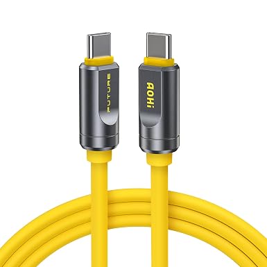 AOHI USB4 2.0 Cable 6.6ft with 240W PD3.1 Fast Charging, 80Gbps Data Transfer, Dual 8K/Triple 4K Display, The Future Adonis USB C Cable for MacBook Pro/Air, iPhone 17 Pro Max, SSD, Docking, Yellow - Image 3
