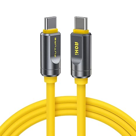 AOHI USB4 2.0 Cable 6.6ft with 240W PD3.1 Fast Charging, 80Gbps Data Transfer, Dual 8K/Triple 4K Display, The Future Adonis USB C Cable for MacBook Pro/Air, iPhone 17 Pro Max, SSD, Docking, Yellow - Image 5
