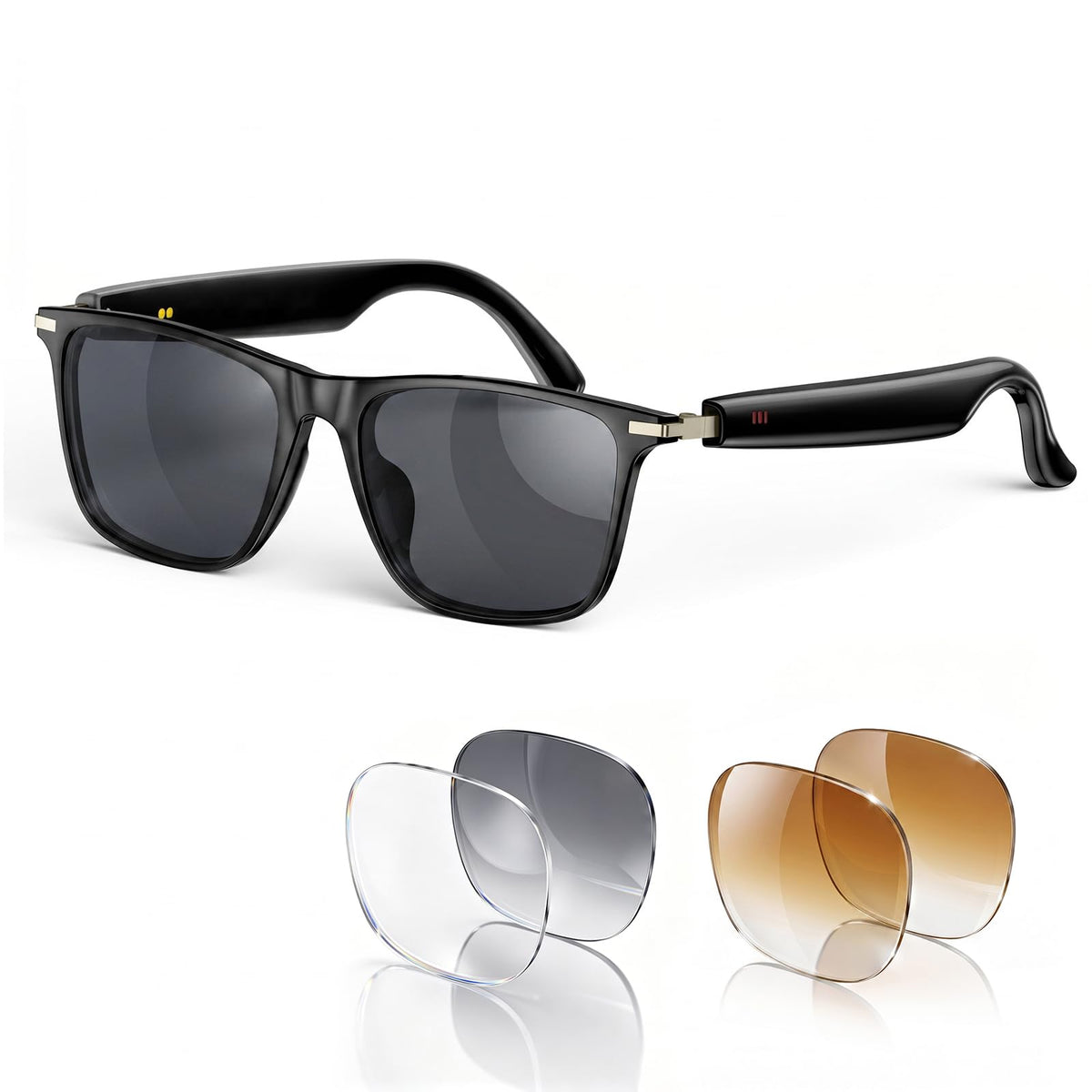 2026 AI Smart Glasses for Men & Women,AI Real-Time Translator,Music Playback & Hands-Free Calls,Intelligent Touch,IP67 Waterproof with Bluetooth Glasses (Sunglasses Lens+Photochromic Lens+Brown Lens)
