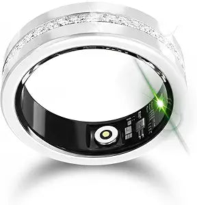 Smart Ring for Women, Diamond Inspired Design (Silver,8)