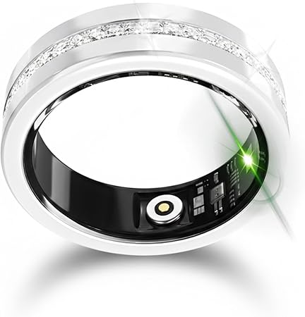 Smart Ring for Women, Diamond Inspired Design (Silver,8)
