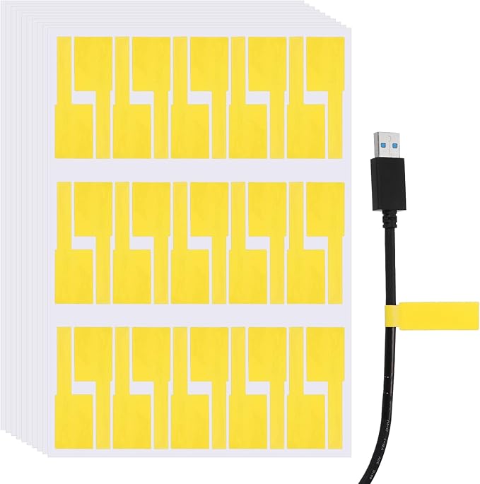 uxcell 300 Pcs Cable Labels, Waterproof Wire Cord Labels Tags, Cord Organizer Management Tags for Charger Cable Organizer Wire Markers Printer and Handwriting, Yellow