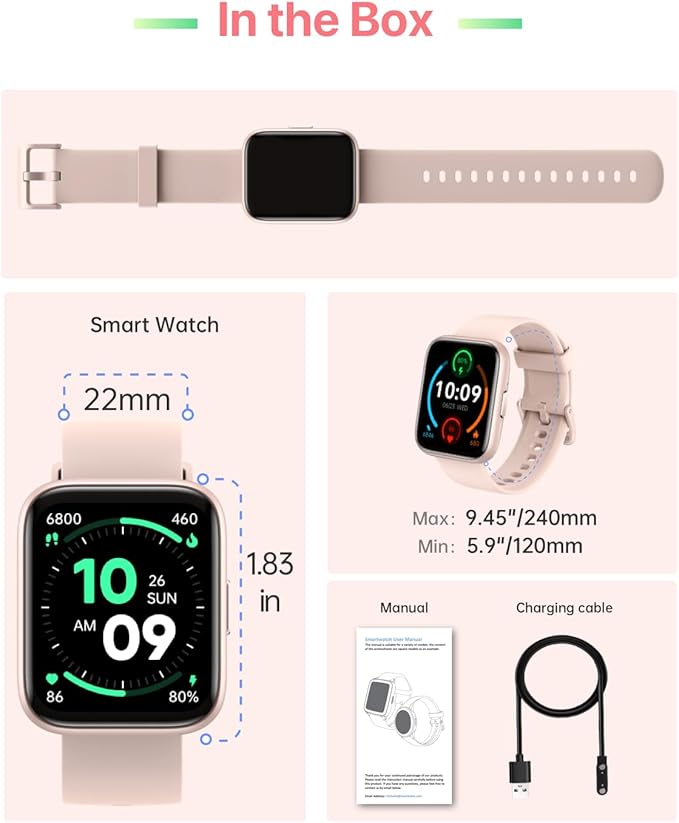 Smart Watches for Women Men, 1.83" HD 2025 Smartwatch with 100 Sports Modes, Heart Rate/Sleep Monitor, IP68 Waterproof, Bluetooth Call & Music Control for iPhone/Android
