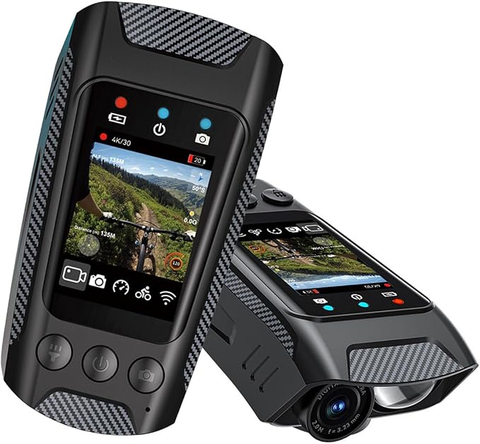 Sports Camera for Bikes Featuring 6 Direction Stabilization 2500mAh Battery and 2 Inch Display Perfect for Cycling Adventures Double Lens Bike Camera