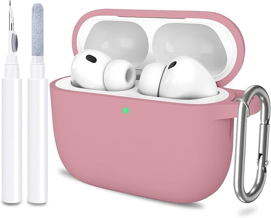 ATUAT for AirPods Pro 3 Case Cover with Cleaner, Protective Soft Silicone Skin with Keychain for Women Men for Apple AirPods Pro 3rd Generation Case(2025), Front LED Visible, Bean Pink