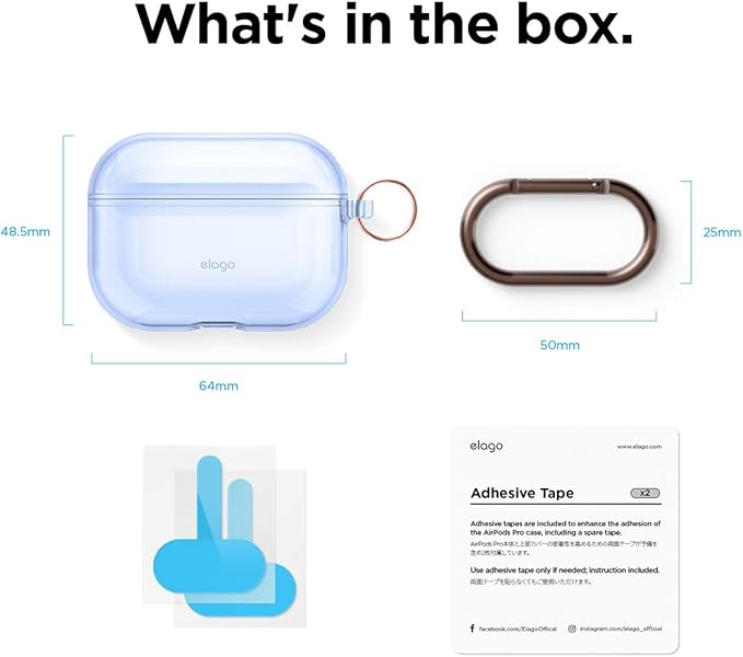 elago Compatible with AirPods Pro Case Clear - High Rating, TPU Transparent Shockproof, Protective Case Cover with Keychain, Gel Tape Included, Wireless Charging [Aqua Blue]