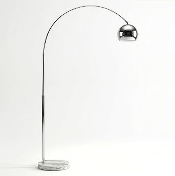 Brightech Olivia Floor Lamp - Chic Arc Lamp with Rounded Spolight Head and Marble Base for Living Room, Tall Standing Lamp with LED Light Bulb for Bedroom Reading, Boho Home Decor for Office - Chrome