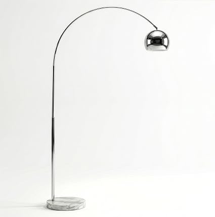 Brightech Olivia Floor Lamp - Chic Arc Lamp with Rounded Spolight Head and Marble Base for Living Room, Tall Standing Lamp with LED Light Bulb for Bedroom Reading, Boho Home Decor for Office - Chrome