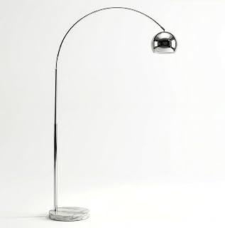 Brightech Olivia Floor Lamp - Chic Arc Lamp with Rounded Spolight Head and Marble Base for Living Room, Tall Standing Lamp with LED Light Bulb for Bedroom Reading, Boho Home Decor for Office - Chrome - Image 1
