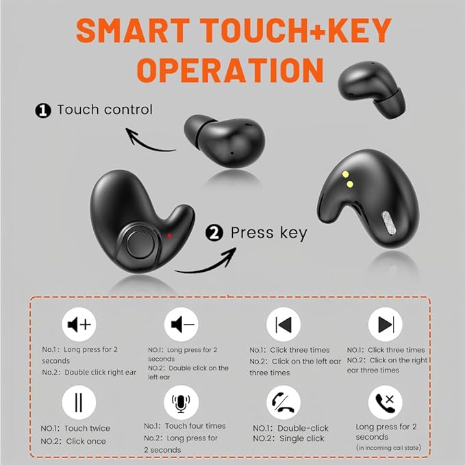 Two Pairs Mini Invisible Bluetooth Earbuds,Comfortable Wireless Sleep Headphones,with Mic,IPX5 Waterproof Earphones,Stereo Sound Quality Earphones,for Side Sleepers Sports (White)