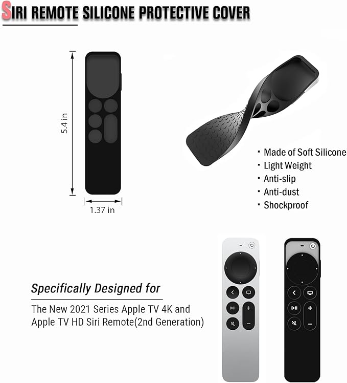 Apple TV Mount Compatible with All Apple TVs - Wall Mount Bracket with Remote Holder Fits for All Apple TV 4K / HD Models, with Siri Remote Silicone Protective Case / Cover