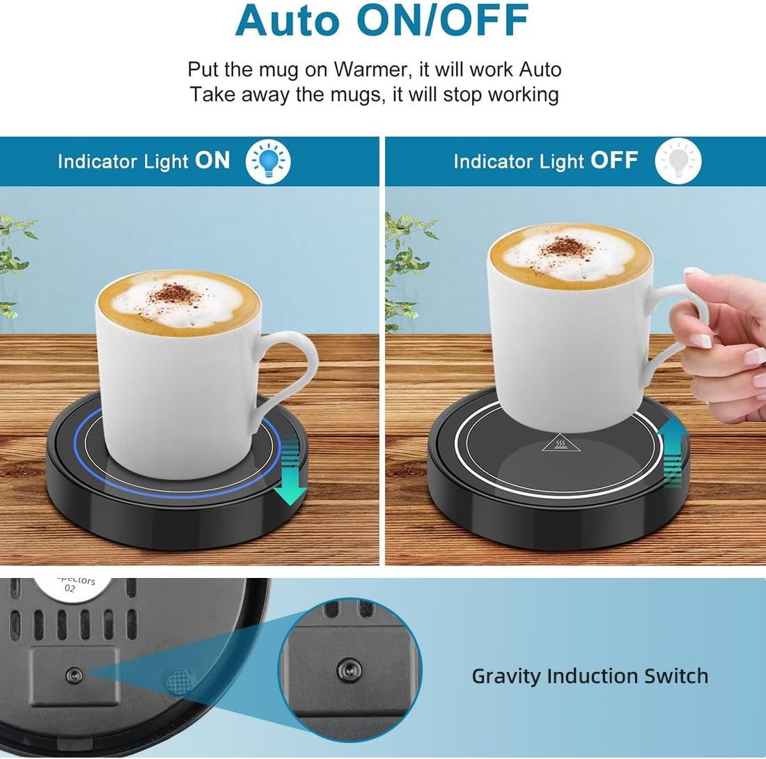 Smart Mug Warmer — Auto On/Off Gravity Switch, 131°F, Blue LED