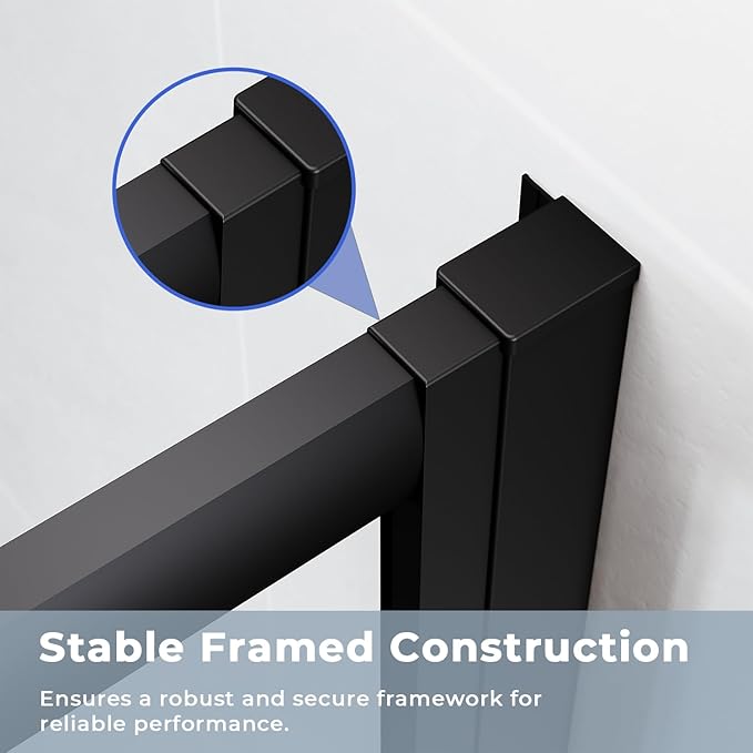 SUNNY SHOWER Double Sliding Shower Door with 1/4 in. Clear Tempered Glass Corner Shower Enclosure 36 in.D x36 in. W x 72 in. H Corner Shower Doors Black Hardware Framed Glass Shower Stalls
