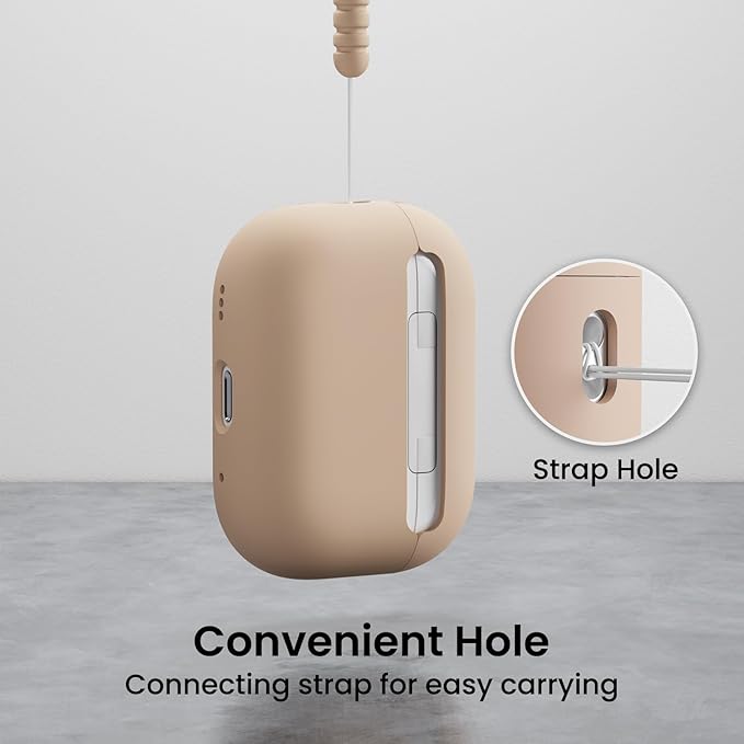 ORNARTO Compatible with AirPods Pro 2 Case 2022, Full Protective Hybrid Silicone for AirPods Pro 2nd Generation Case, Front LED Visible Skin Cover-Nude Taupe