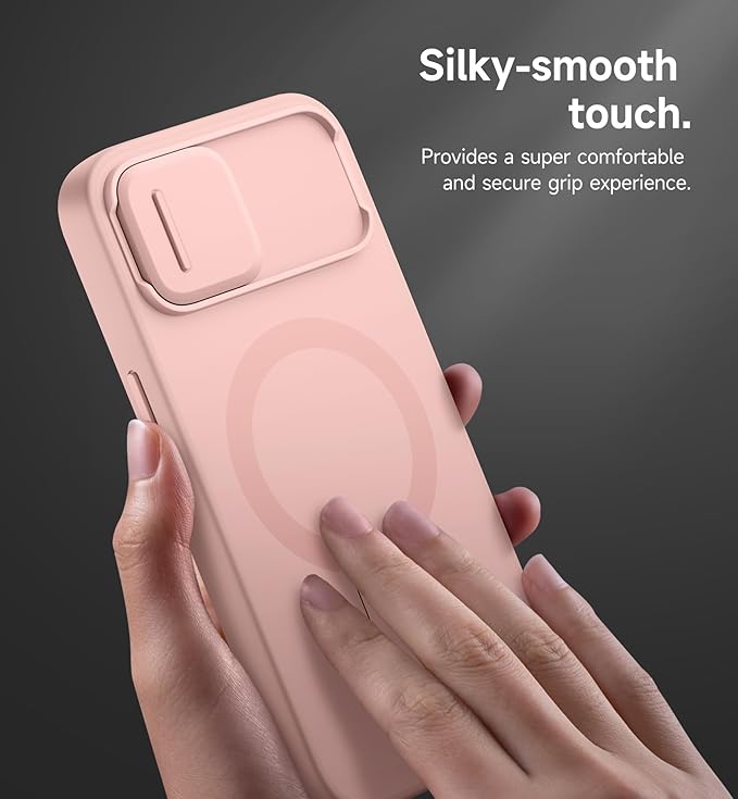 SURITCH for iPhone 17e/16e Case with Magnetic Camera Slide Cover and Adjustable Kickstand, Compatible with MagSafe, Shockproof Bumper Case Slim Protective Cover 6.1 Inch,Pink