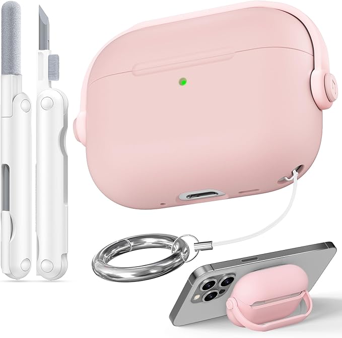 for Airpods Pro 3 Case,Safety Lock Cases for Apple Airpod Pro 3 (2025) with Cleaner Kit, Drop Protection Air pods Pro3 Case Cover for Men for Women with Keychain,Cherry Blossom Pink