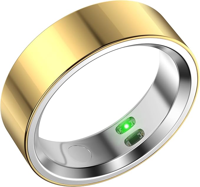 RQZ Smart Ring Health Fitness Tracker for Men and Women,Gold Size 7