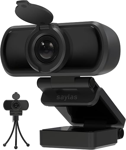 saylas 1080P Webcam for PC with Microphone, 100° FOV, USB Webcam with Privacy Cover and Tripod, Plug&Play Computer Camera for Online Calling, Zoom/Teams/Facetime