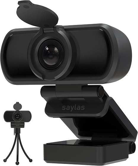 saylas 1080P Webcam for PC with Microphone, 100° FOV, USB Webcam with Privacy Cover and Tripod, Plug&Play Computer Camera for Online Calling, Zoom/Teams/Facetime