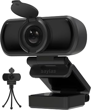 saylas 1080P Webcam for PC with Microphone, 100° FOV, USB Webcam with Privacy Cover and Tripod, Plug&Play Computer Camera for Online Calling, Zoom/Teams/Facetime