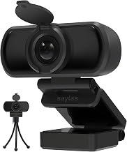 saylas 1080P Webcam for PC with Microphone, 100° FOV, USB Webcam with Privacy Cover and Tripod, Plug&Play Computer Camera for Online Calling, Zoom/Teams/Facetime - Image 1