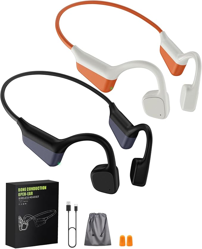 Bone Conduction Headphones Bluetooth 5.4 Open Ear Headphones with Mic, Wireless Earbuds for Running, Lightweight Sport Comfort Earbuds, IPX6 Waterproof, 18H Playtime, Couple Gifts for Him and Her Sets