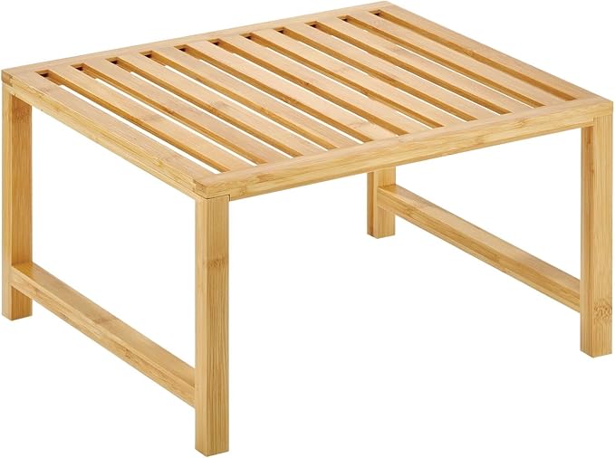 mDesign Wooden Stackable Storage Shelf - Food and Kitchen Organizer for Cabinet, Pantry Shelves, Countertop, Cabinet - Echo Collection - Natural Bamboo