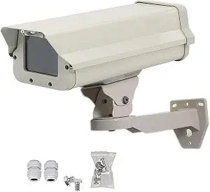 14.5" Heavy-Duty Aluminum Outdoor CCTV Camera Housing - Weatherproof Security Camera Enclosure with 360° Adjustable Wall Mount Bracket Kit for Bullet Surveillance Cameras