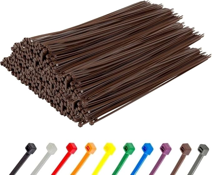 GTSE 14 Inch Brown Heavy Duty Zip Ties, 1,000 Bulk Pack, 120lb Strength, UV Resistant Nylon Cable Ties, Self-Locking 14" Tie Wraps