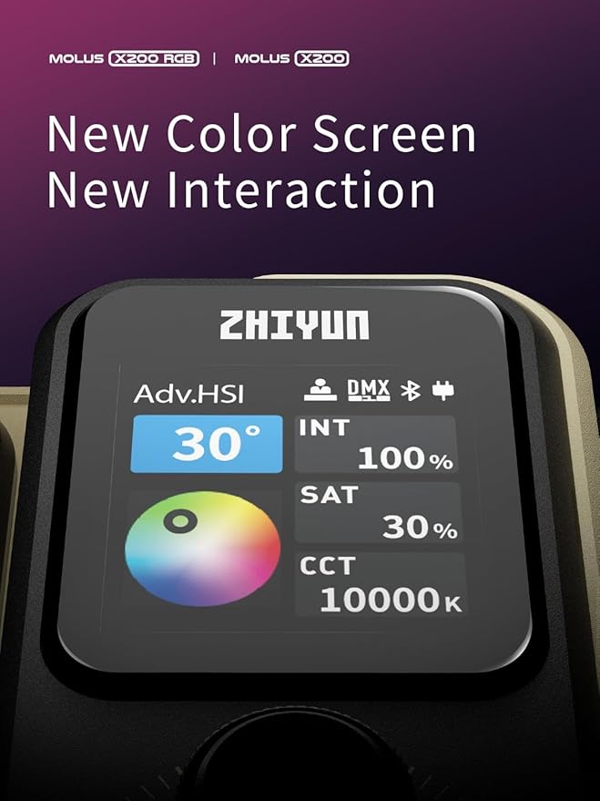 ZHIYUN MOLUS X200 Standard 200W Video Light Supports V-Mount Battery, HUB Expansion, and PD Power Photography Lighting 2700K-6500K CRI≥95 TLCI≥97 Only 800g for Tiktok
