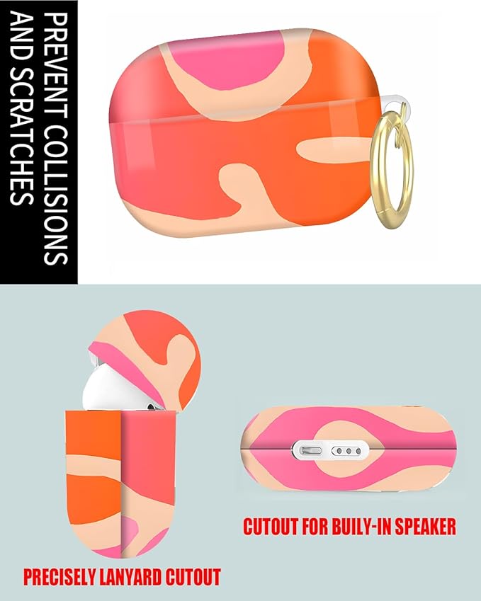 Compatible with Airpod Pro 2nd/1st Generation,Full Protection Cover for Women,Accessories Hard Case Portable & Shockproof for Airpod Pro 2nd Charging Case 2023/2022/2019(Psychedelic Waves)